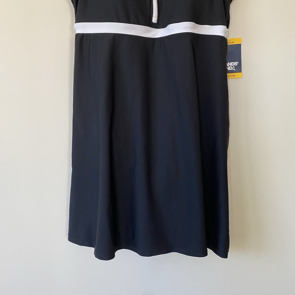 NWT Lands End Swim Dress Black And White One Piece Swimsuit Zip Front SZ M 10-12 - Picture 5 of 13